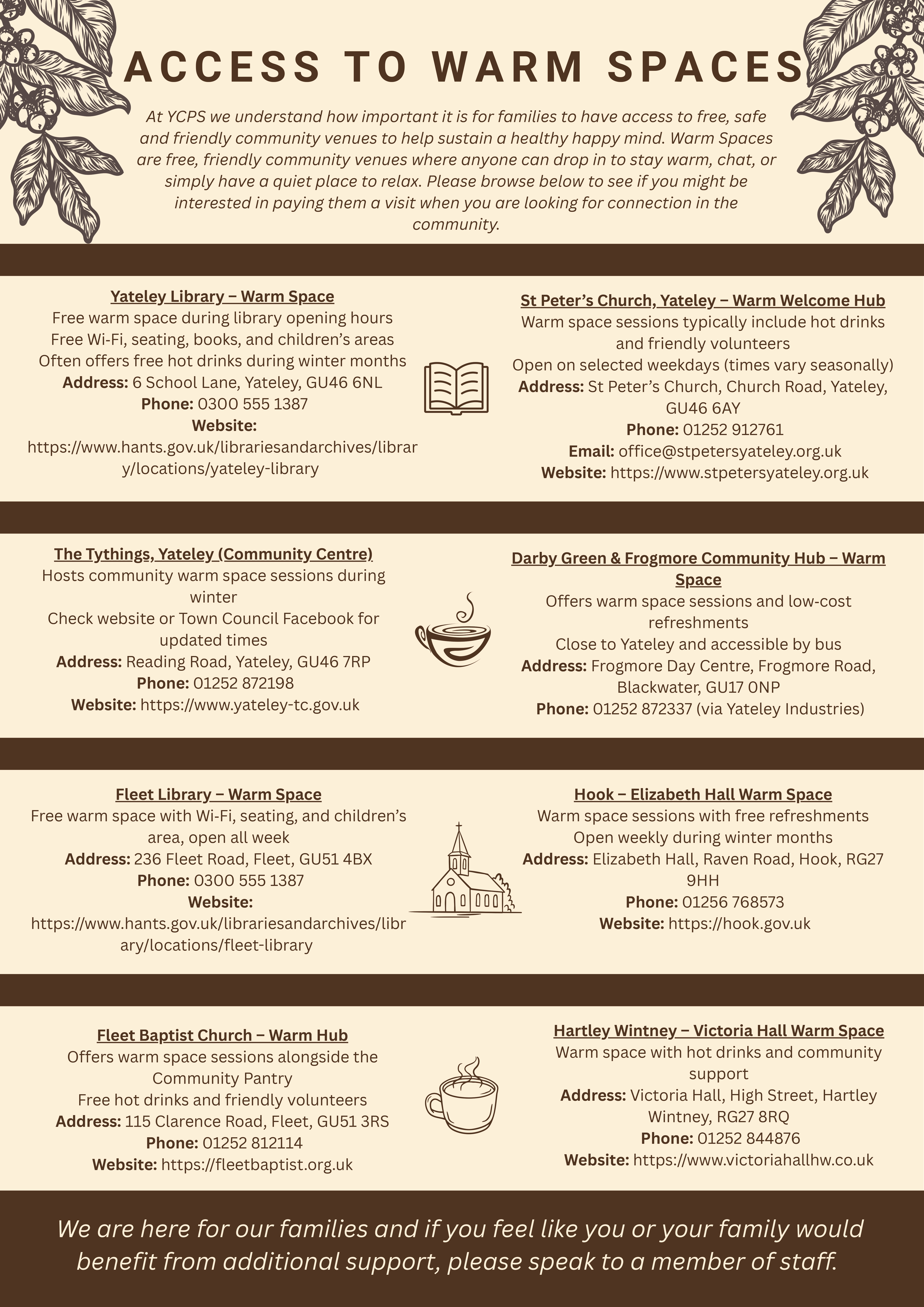 Access to warm spaces